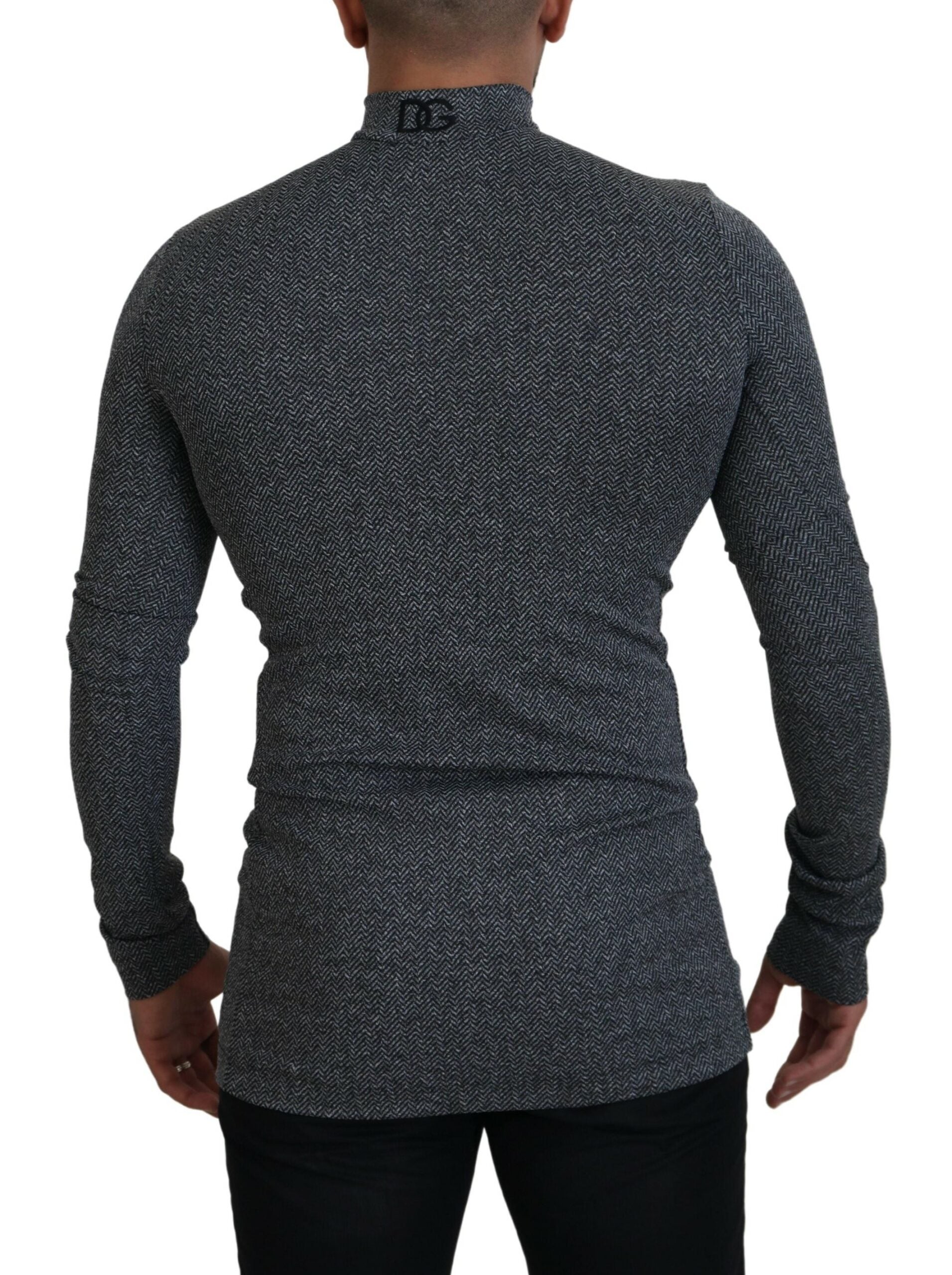 Dolce & Gabbana Dark Gray Nylon Turtleneck Pullover Sweater - Zeiniez