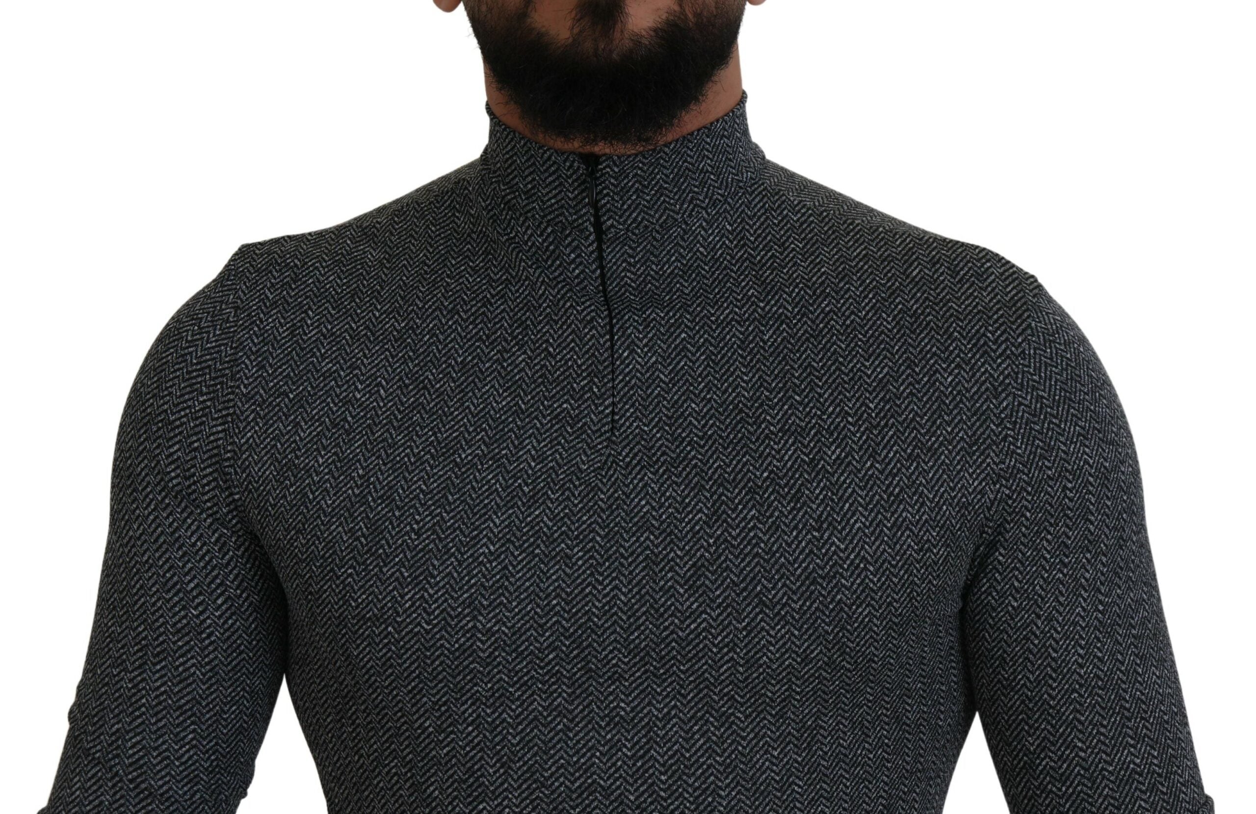 Dolce & Gabbana Dark Gray Nylon Turtleneck Pullover Sweater - Zeiniez