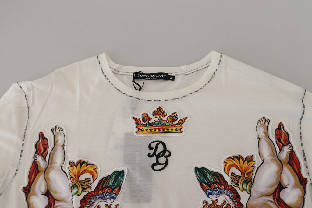 Dolce & Gabbana White Printed Short Sleeves Men T-shirt - Zeiniez