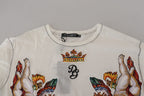 Dolce & Gabbana White Printed Short Sleeves Men T-shirt - Zeiniez