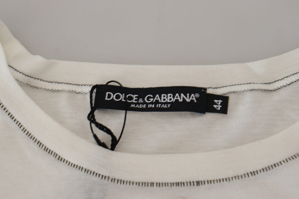 Dolce & Gabbana White Printed Short Sleeves Men T-shirt - Zeiniez