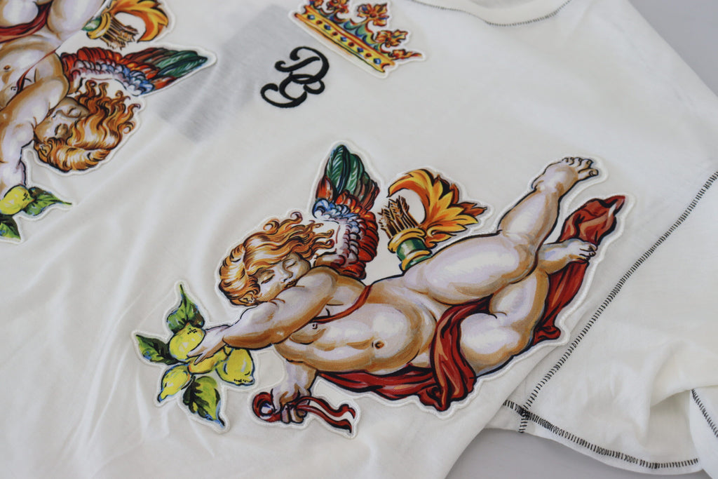 Dolce & Gabbana White Printed Short Sleeves Men T-shirt - Zeiniez