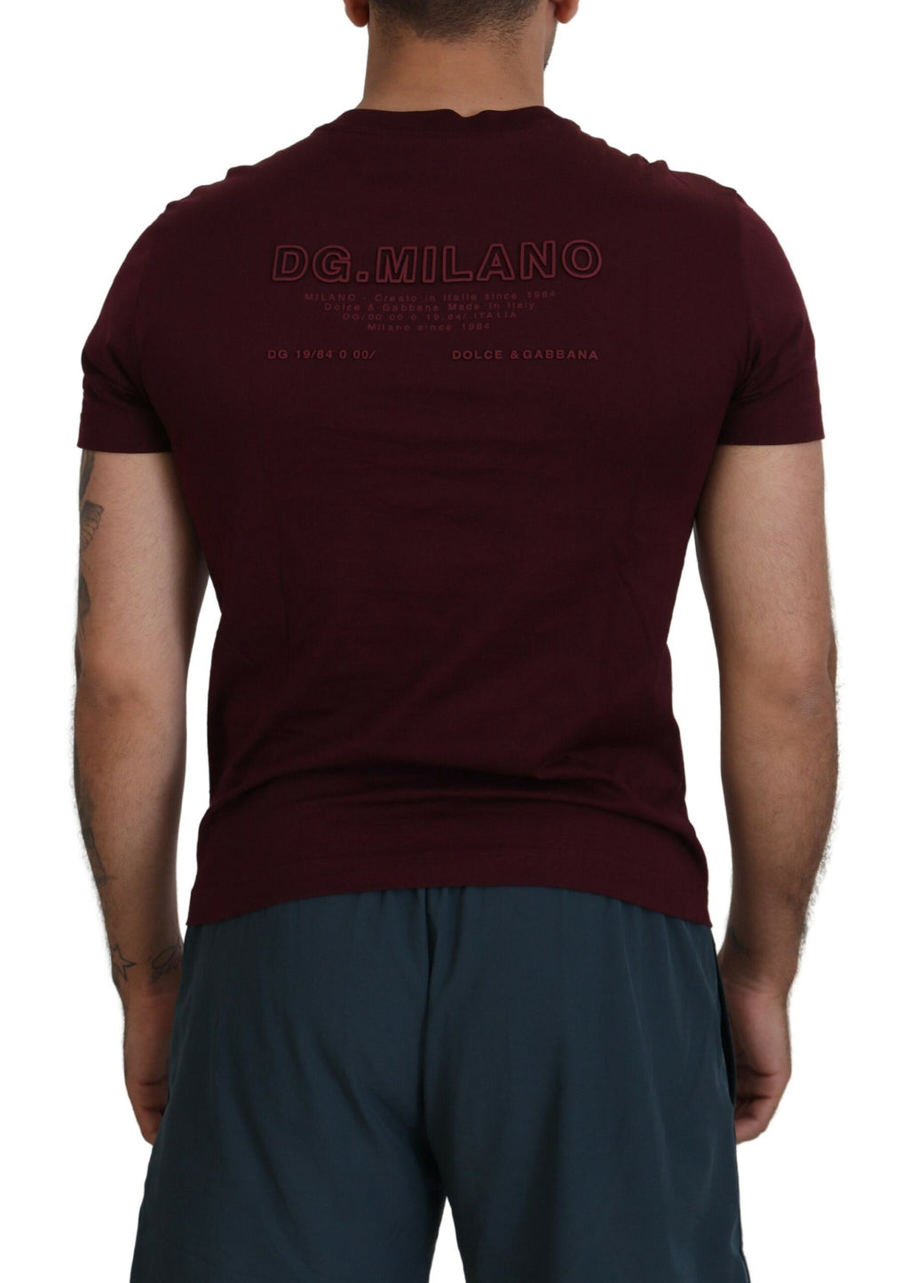 Dolce & Gabbana Maroon Printed Short Sleeves Men T-shirt - Zeiniez