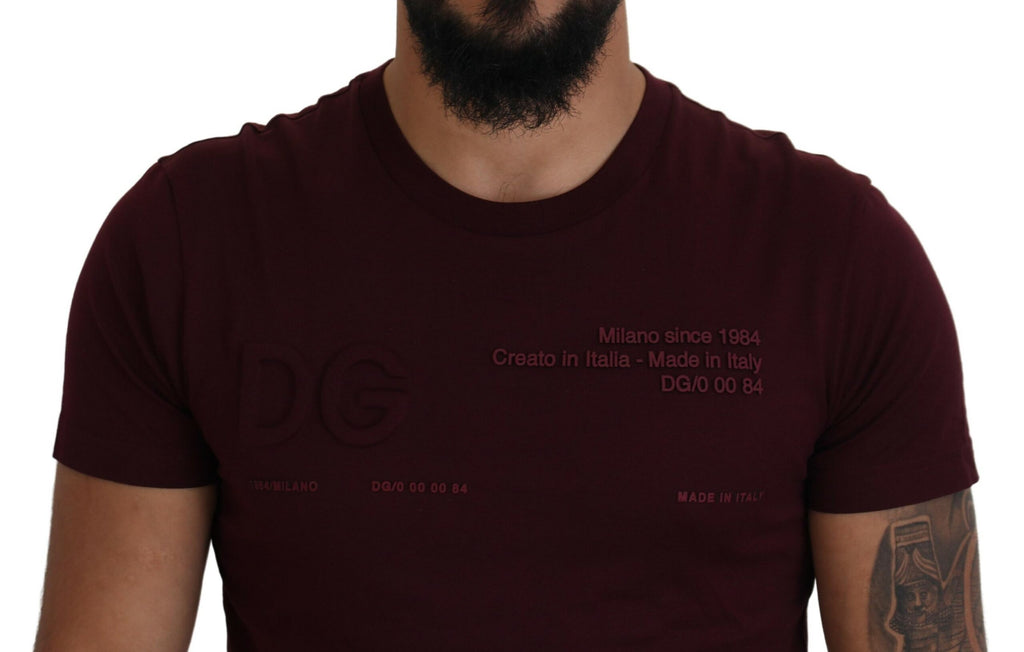 Dolce & Gabbana Maroon Printed Short Sleeves Men T-shirt - Zeiniez