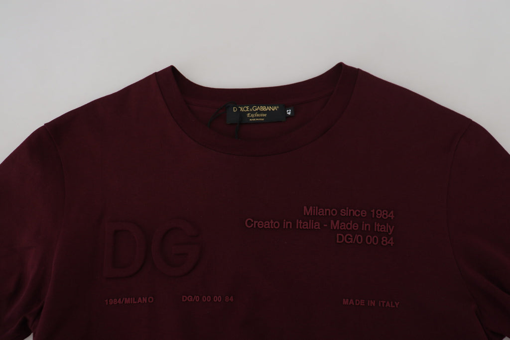 Dolce & Gabbana Maroon Printed Short Sleeves Men T-shirt - Zeiniez