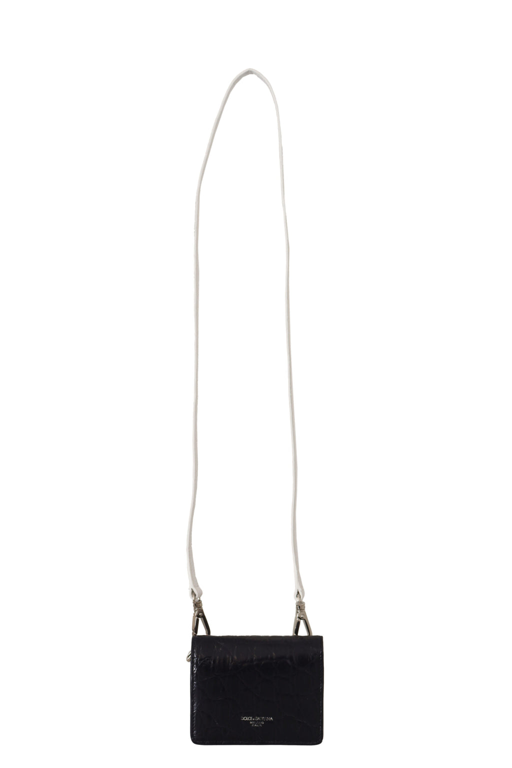 Dolce & Gabbana Blue White Caiman Leather Strap Card Holder Wallet - Zeiniez