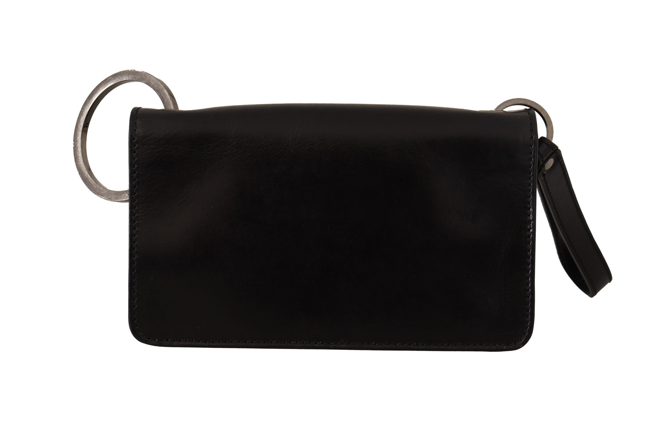 Dolce & Gabbana Black Leather Wristlet Mini Bag Card Bill Wallet - Zeiniez
