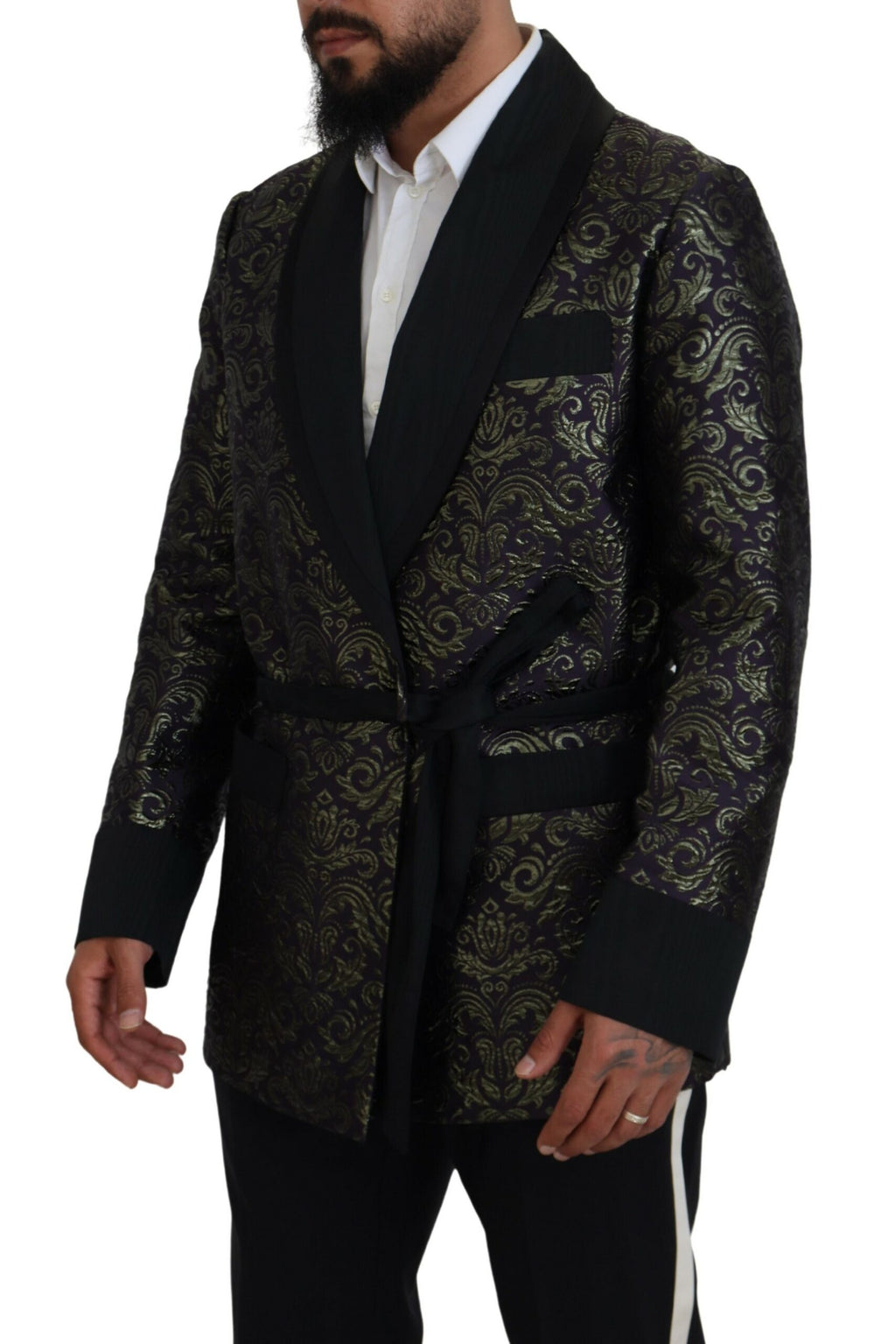 Dolce & Gabbana Gold Purple Baroque Jacket Blazer Robe - Zeiniez