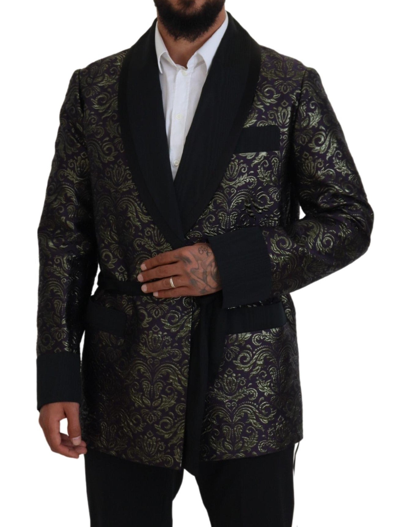Dolce & Gabbana Gold Purple Baroque Jacket Blazer Robe - Zeiniez