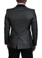 Dolce & Gabbana Black Silver Jacquard Slim Fit Jacket Blazer - Zeiniez