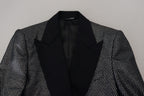 Dolce & Gabbana Black Silver Jacquard Slim Fit Jacket Blazer - Zeiniez