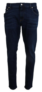Dolce & Gabbana Dark Blue Cotton Denim SKINNY Jeans - Zeiniez