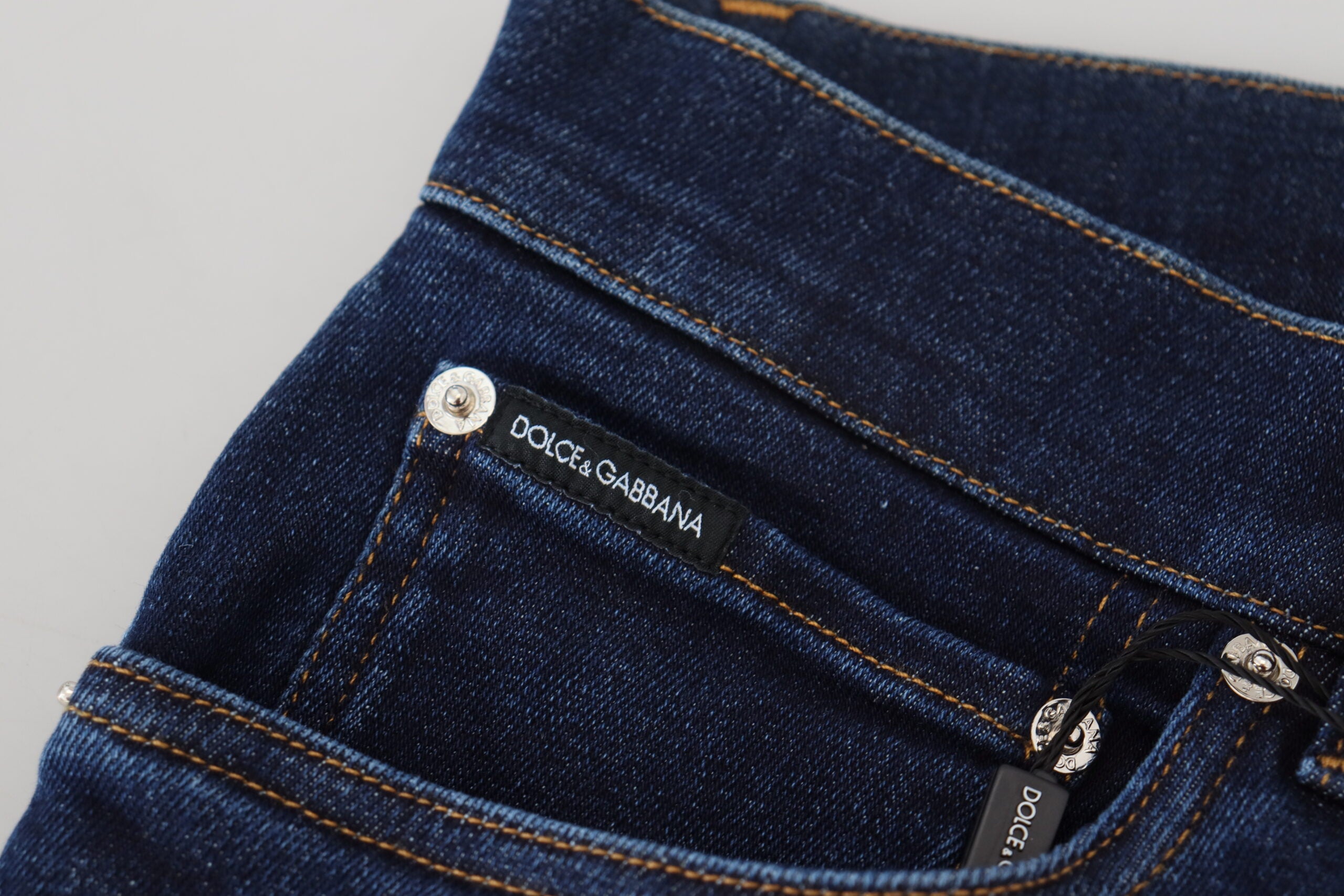 Dolce & Gabbana Dark Blue Cotton Denim SKINNY Jeans - Zeiniez