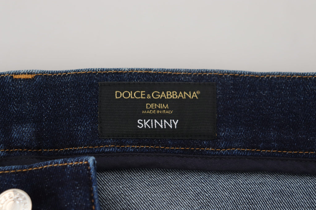 Dolce & Gabbana Dark Blue Cotton Denim SKINNY Jeans - Zeiniez