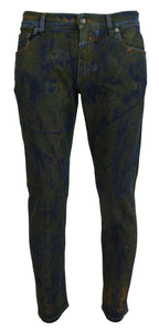 Dolce & Gabbana Blue Green Skinny Cotton Denim Jeans - Zeiniez