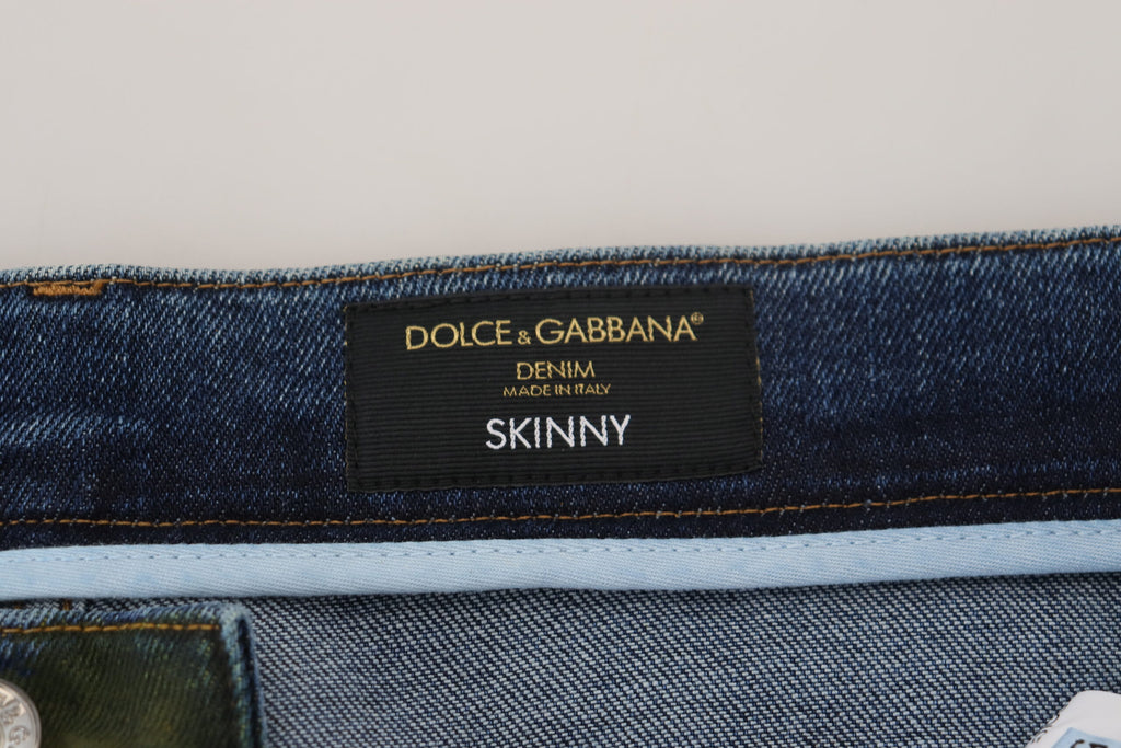 Dolce & Gabbana Blue Green Skinny Cotton Denim Jeans - Zeiniez