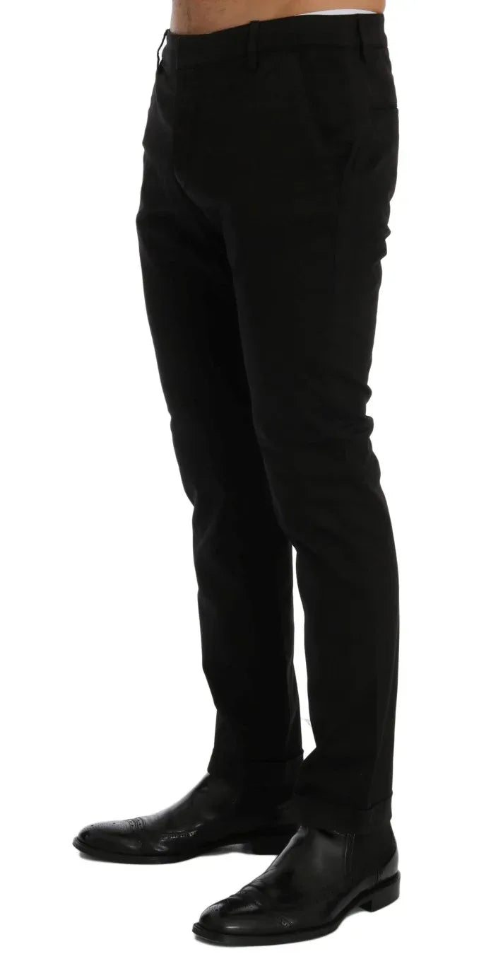 Costume National Black Slim Fit Cotton Stretch Pants - Zeiniez