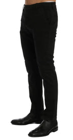 Costume National Black Slim Fit Cotton Stretch Pants - Zeiniez