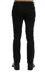 Costume National Black Slim Fit Cotton Stretch Pants - Zeiniez