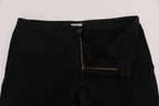 GF Ferre Black Cotton Stretch Chinos Pants - Zeiniez