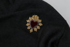 Dolce & Gabbana Gray Cashmere V-neck Gold Heart Sweater - Zeiniez