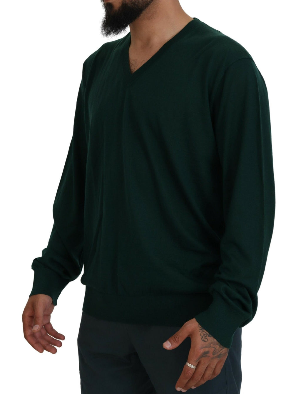 Dolce & Gabbana Green Cashmere V-neck Pullover Sweater - Zeiniez