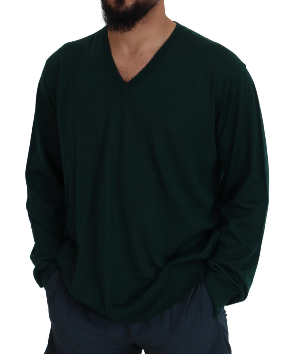 Dolce & Gabbana Green Cashmere V-neck Pullover Sweater - Zeiniez
