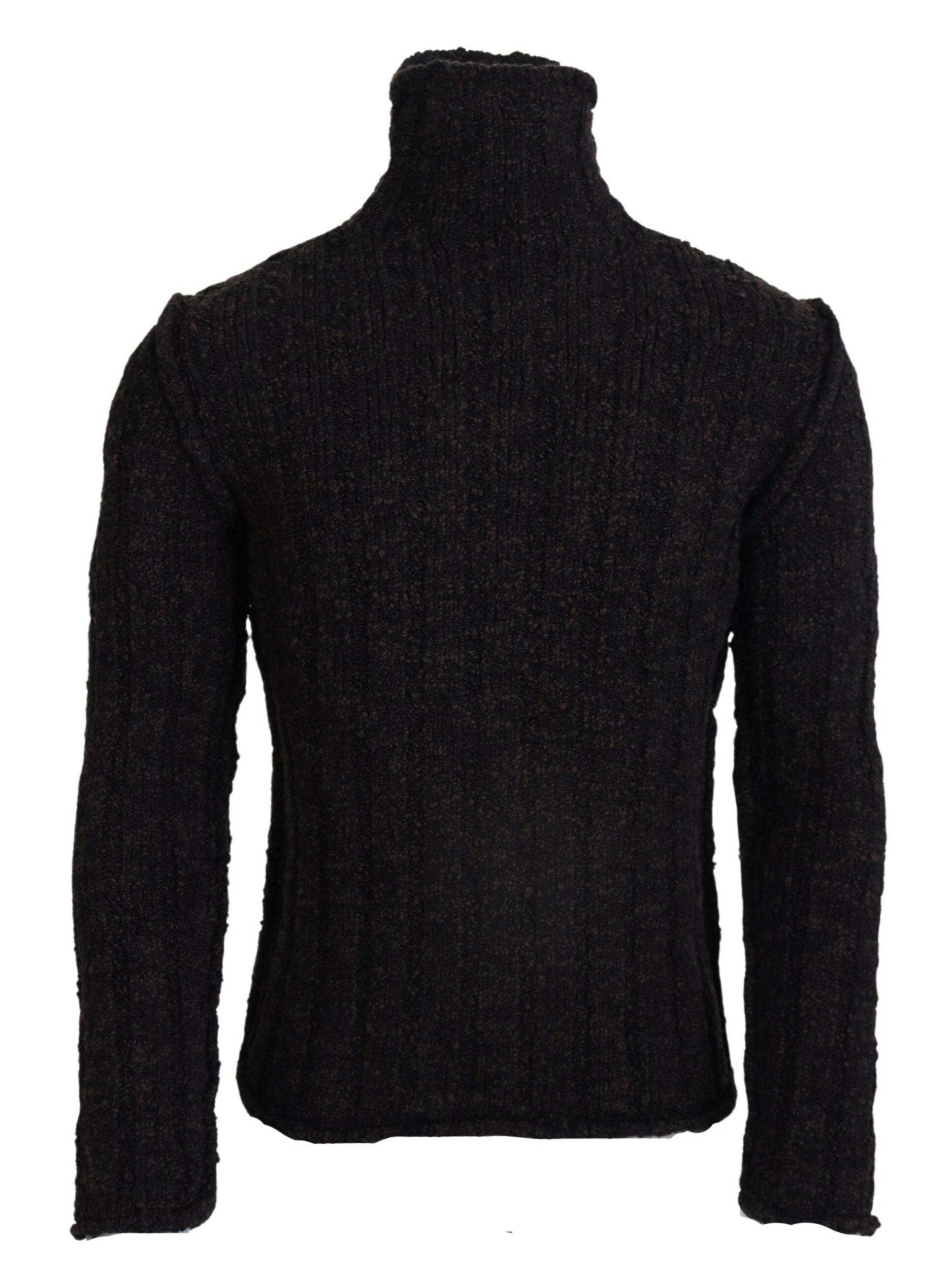 Dolce & Gabbana Brown Wool Knit Turtleneck Pullover Sweater - Zeiniez