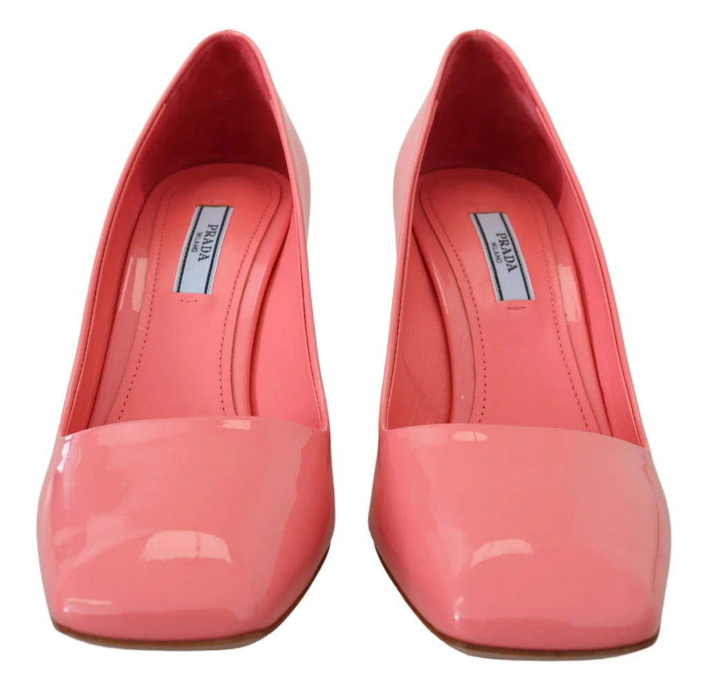 Prada Pink Patent Leather Block Heels Pumps Classic - Zeiniez