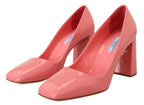 Prada Pink Patent Leather Block Heels Pumps Classic - Zeiniez