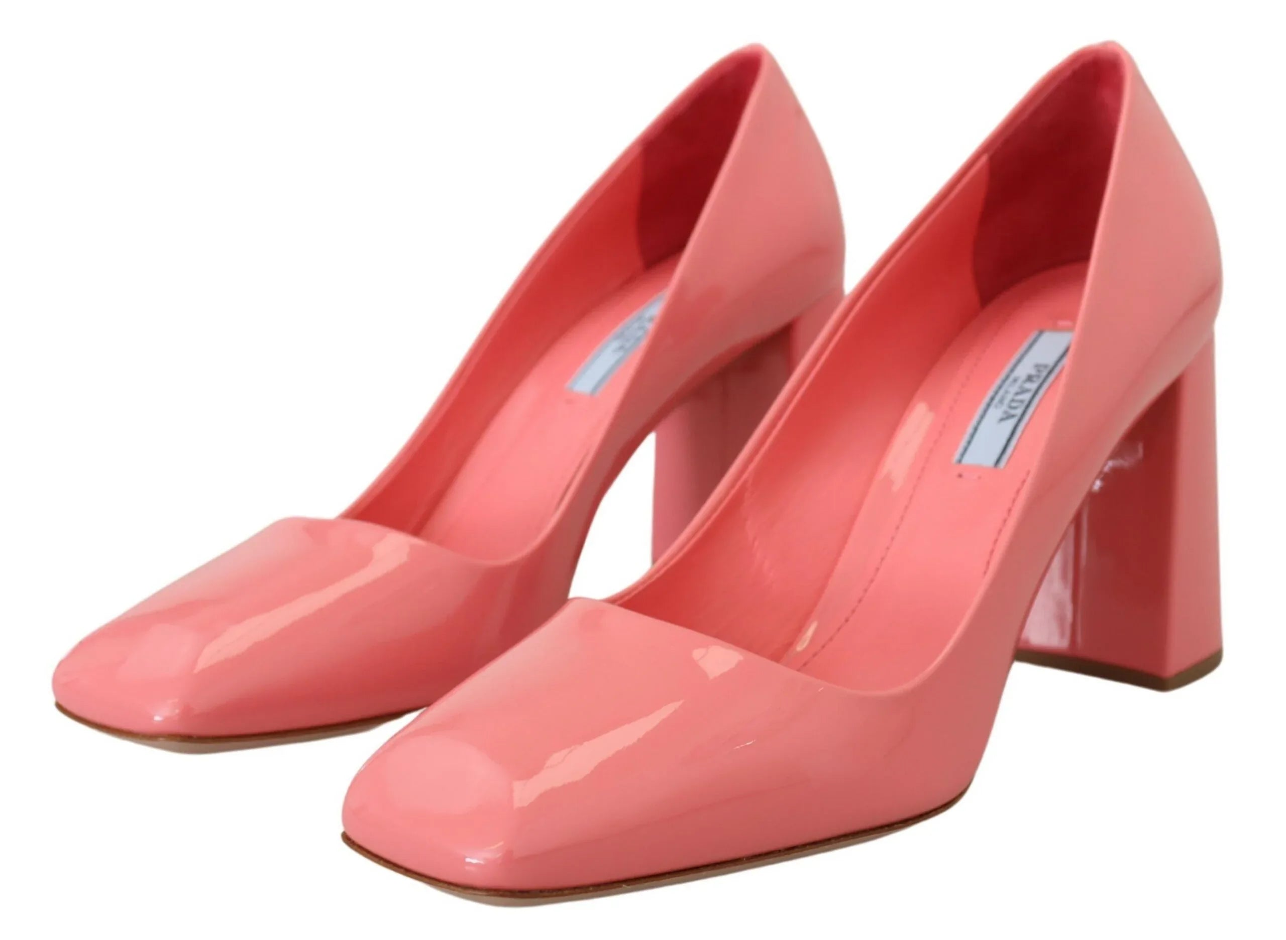 Prada Pink Patent Leather Block Heels Pumps Classic - Zeiniez