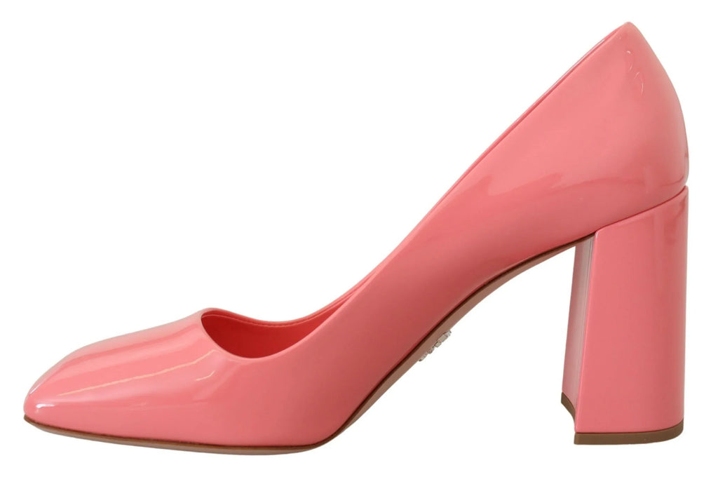 Prada Pink Patent Leather Block Heels Pumps Classic - Zeiniez