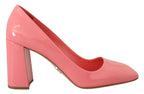 Prada Pink Patent Leather Block Heels Pumps Classic - Zeiniez
