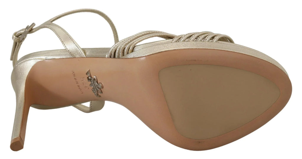 Prada Gold Leather Sandals Ankle Strap Heels Stiletto Sandal - Zeiniez
