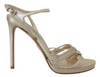 Prada Gold Leather Sandals Ankle Strap Heels Stiletto Sandal - Zeiniez
