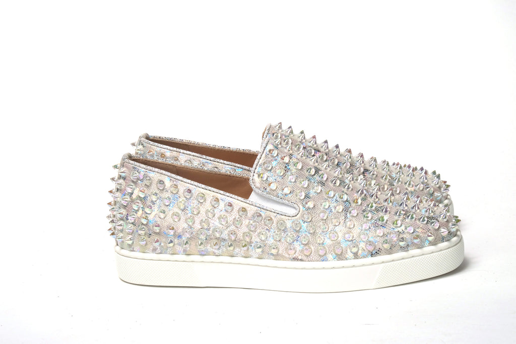 Christian Louboutin White Ab/Clear Ab Roller Boat Woman Flat Sneaker - Zeiniez