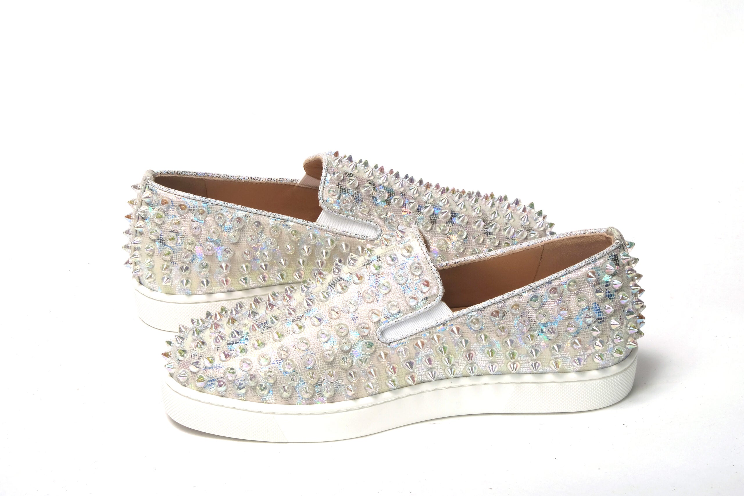 Christian Louboutin White Ab/Clear Ab Roller Boat Woman Flat Sneaker - Zeiniez