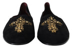 Dolce & Gabbana Black Suede Gold Cross Slip On Loafers Shoes - Zeiniez