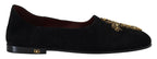 Dolce & Gabbana Black Suede Gold Cross Slip On Loafers Shoes - Zeiniez