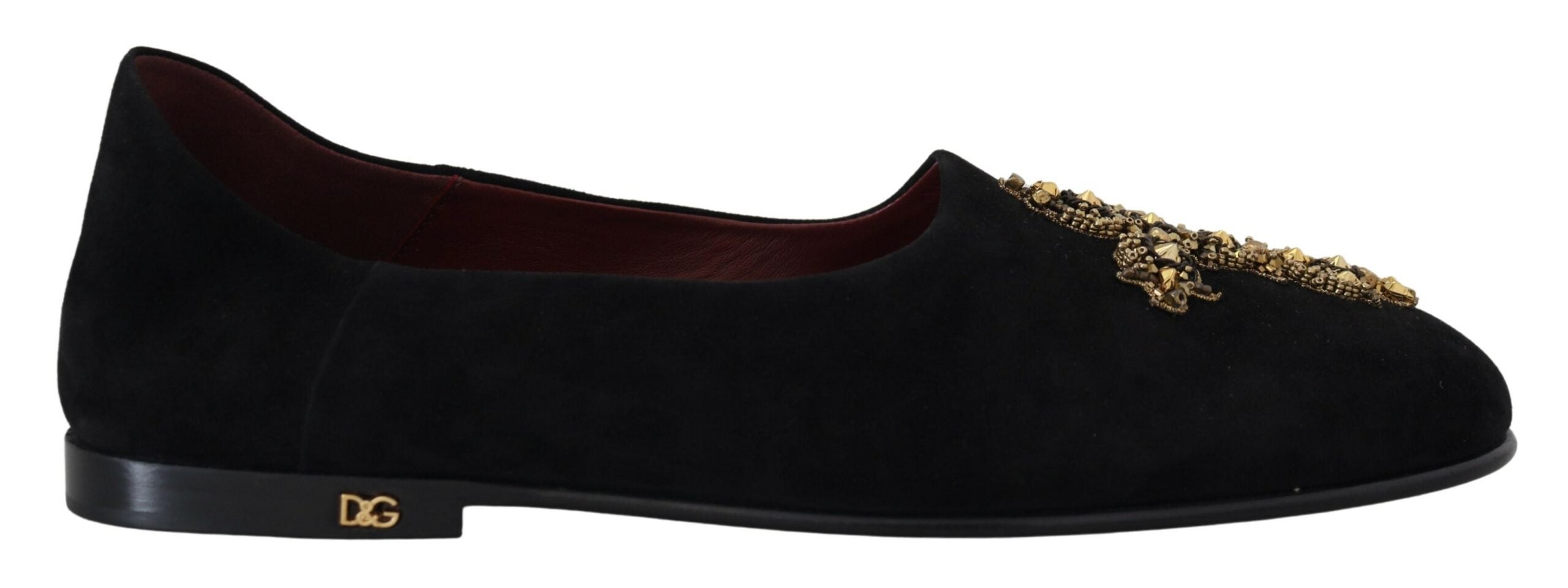 Dolce & Gabbana Black Suede Gold Cross Slip On Loafers Shoes - Zeiniez