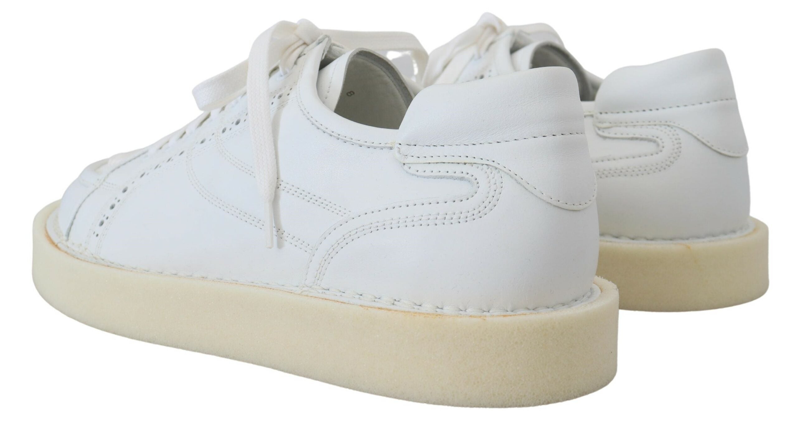Dolce & Gabbana White Leather Low Top Oxford Sneakers Casual Shoes - Zeiniez