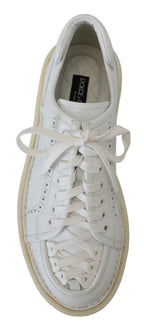 Dolce & Gabbana White Leather Low Top Oxford Sneakers Casual Shoes - Zeiniez