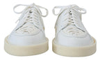 Dolce & Gabbana White Leather Low Top Oxford Sneakers Casual Shoes - Zeiniez