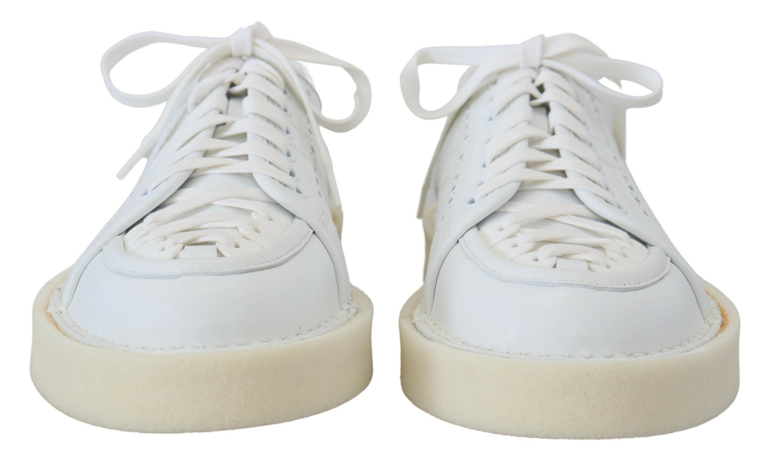 Dolce & Gabbana White Leather Low Top Oxford Sneakers Casual Shoes - Zeiniez