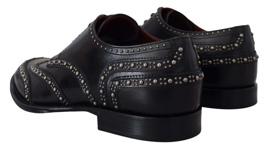 Dolce & Gabbana Black Leather Derby Dress Studded Shoes - Zeiniez