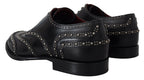 Dolce & Gabbana Black Leather Derby Dress Studded Shoes - Zeiniez