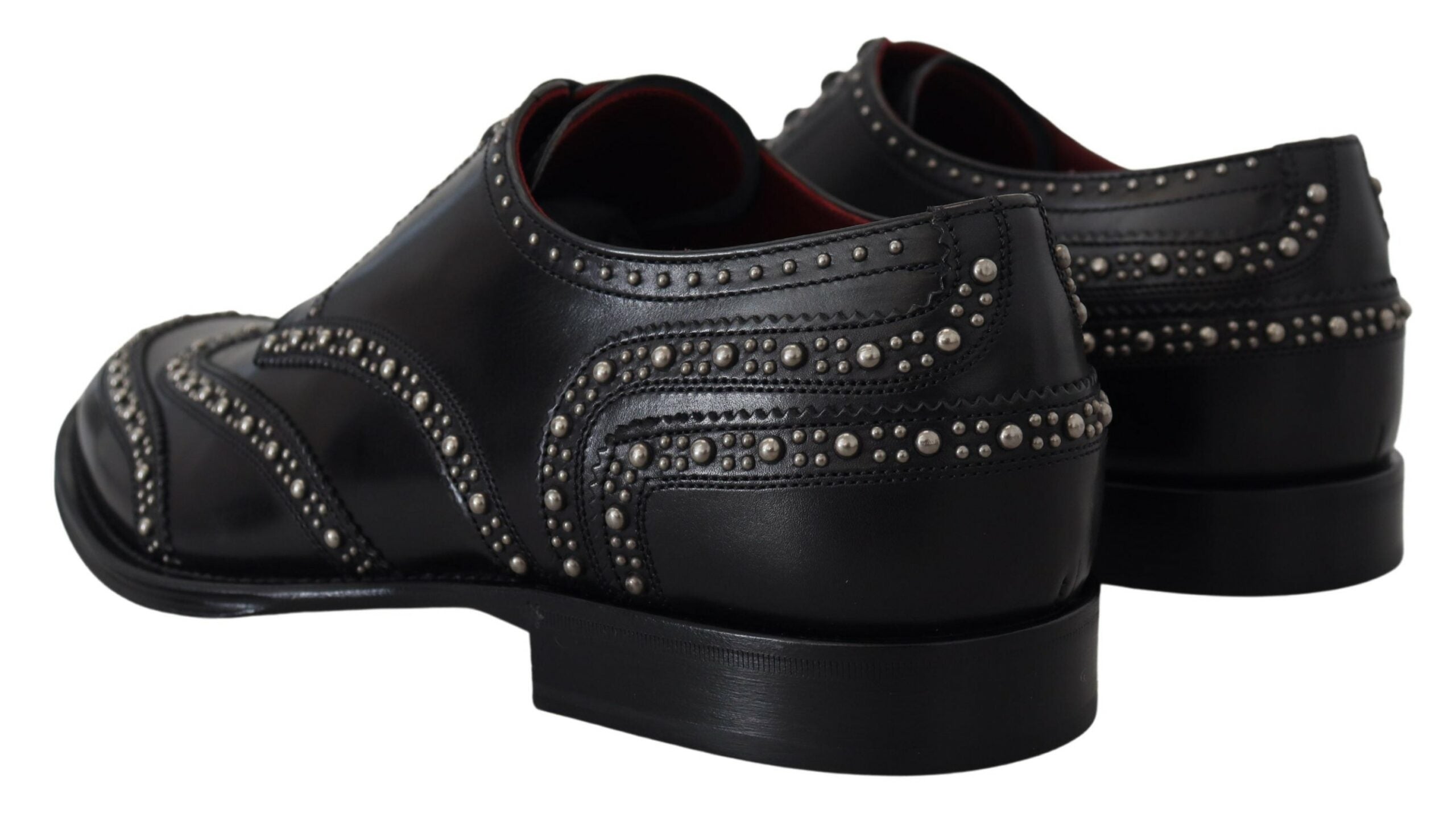Dolce & Gabbana Black Leather Derby Dress Studded Shoes - Zeiniez