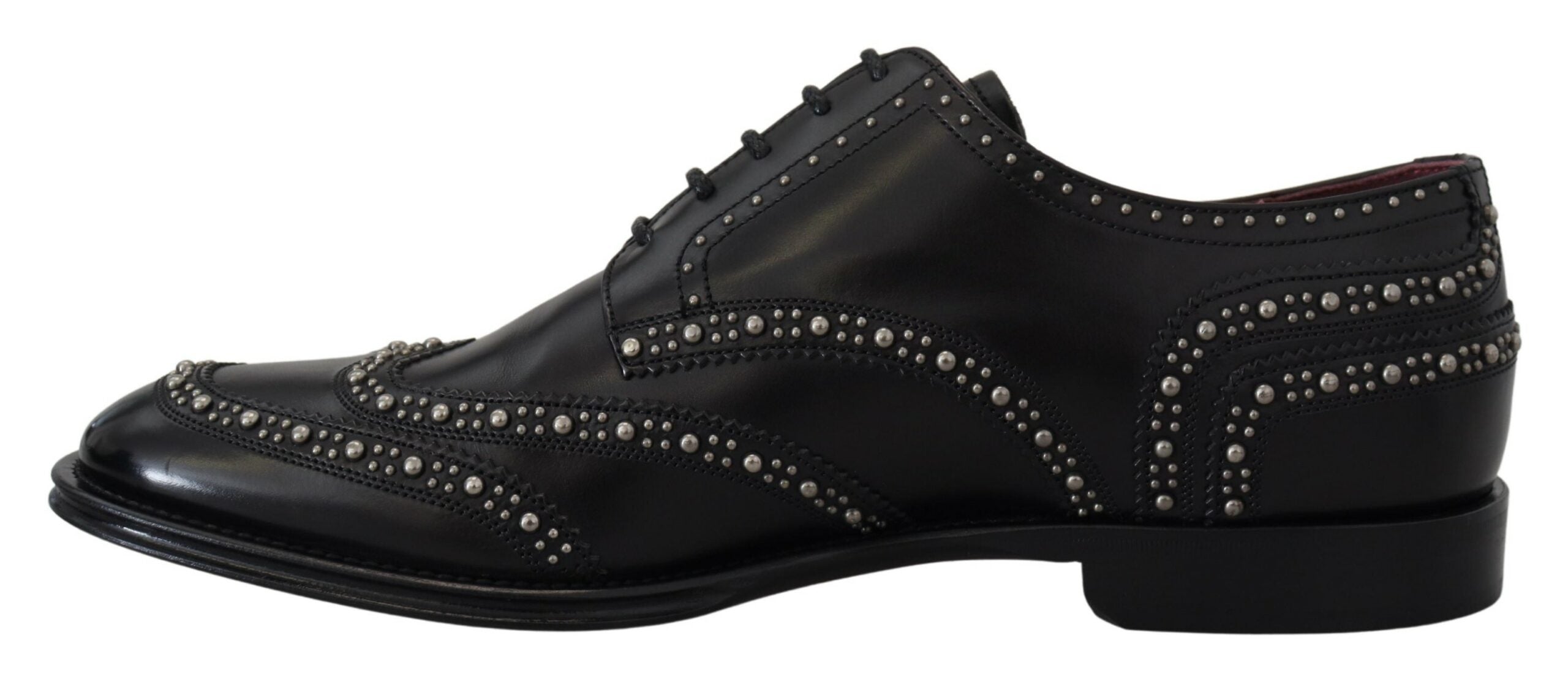 Dolce & Gabbana Black Leather Derby Dress Studded Shoes - Zeiniez