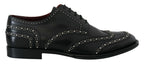 Dolce & Gabbana Black Leather Derby Dress Studded Shoes - Zeiniez