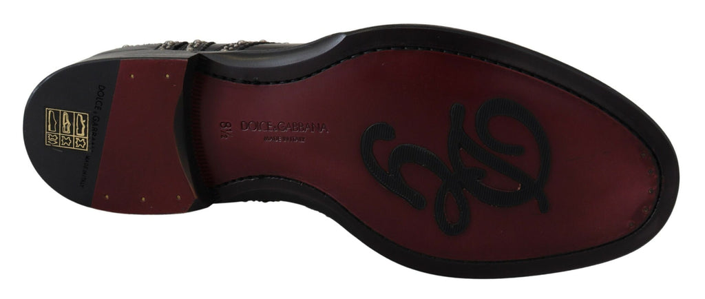 Dolce & Gabbana Black Leather Derby Dress Studded Shoes - Zeiniez